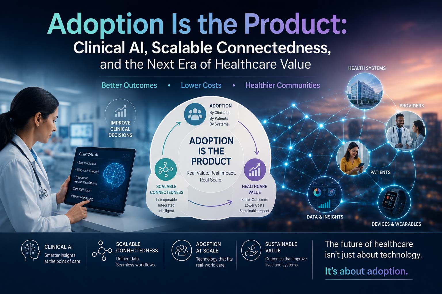 Adoption Is the Product: Clinical AI, Scalable  Connectedness, and the Next Era of Healthcare Value